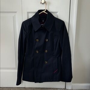 Tommy Hilfiger Dark Blue Double-Breasted Trench Coat